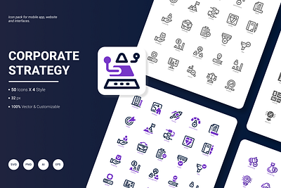 Corporate Strategy Icon Pack business corporate icon icon design icon pack icon set management strategy technology