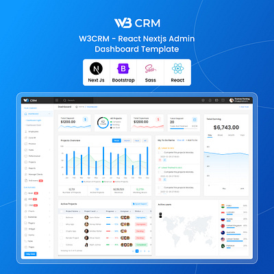 W3CRM - React Next Js Admin Dashboard Template creative design illustration template ui ux website