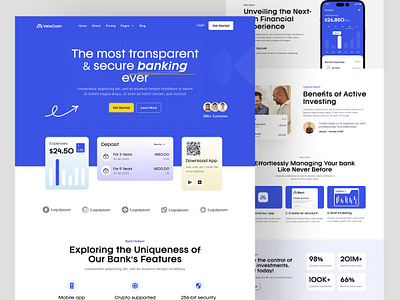 Finance Landing Page banking banking design banking saas banking website finance finance web homepage landing page minimal saas web website website design