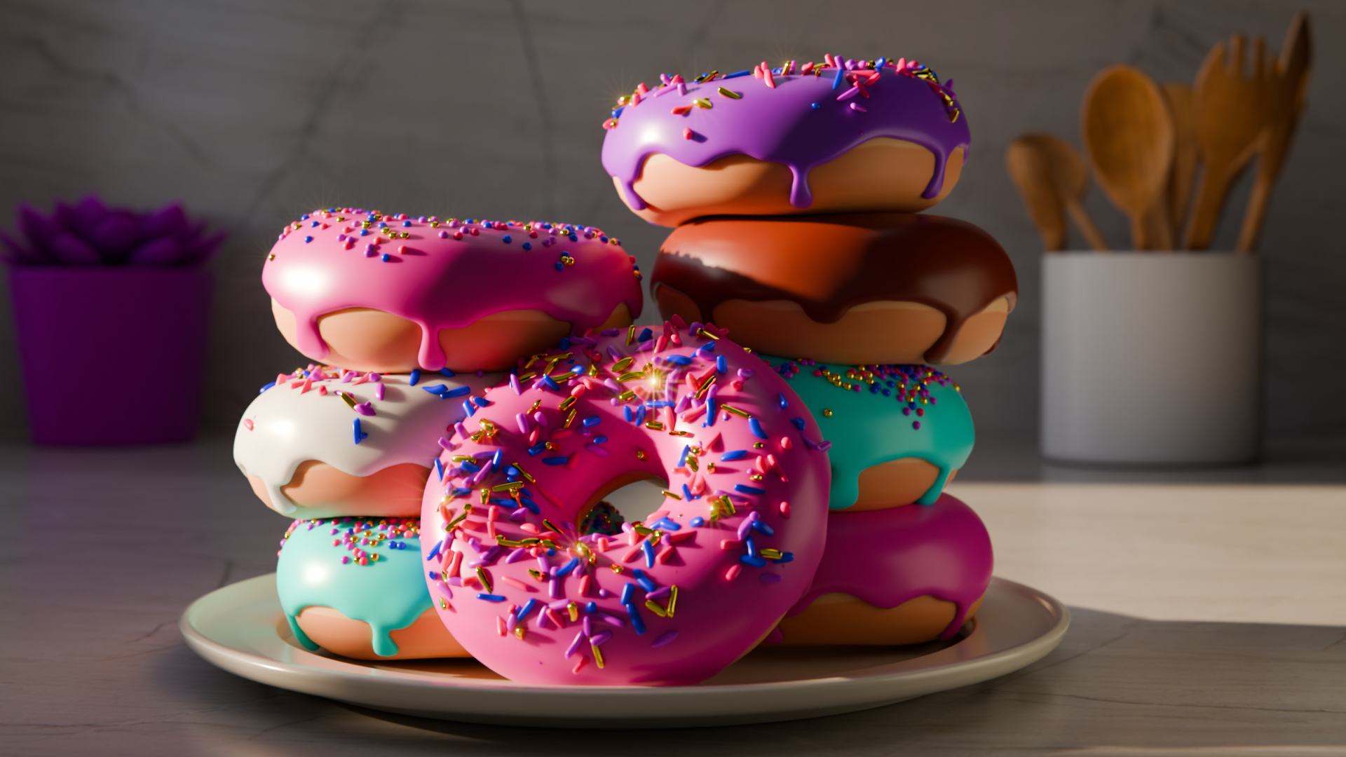 3D Donuts 3d animation