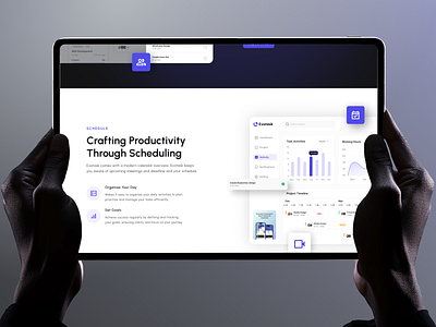 Evotask Task Management Landing Page - Schedule Section Preview clean framer landing page marketing project management responsive responsive mobile schedule services tablet taks manager template ui ux web design webflow website