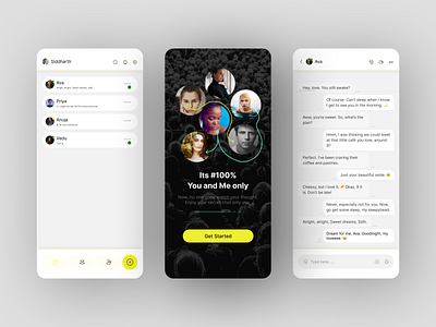 YoMe Chat (Messanging App) android app app design apple app chat app dark mode figma light mode messenger app mid fidelity wireframe private communication startup ui whatsapp clone yellow