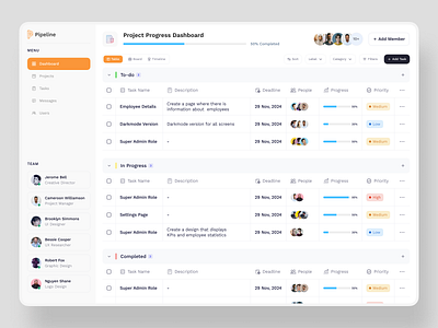 Task & Project Management Dashboard Design activity stats app company profile dashboard design employee project management project management software project management tool saas statistics task management task management software task tracker task tracking taskflow team activity team management uiux website workspace