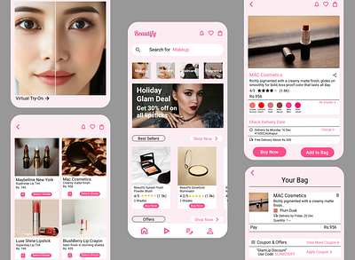 Beautify- Virtual Beauty Shopping App app design ui ux