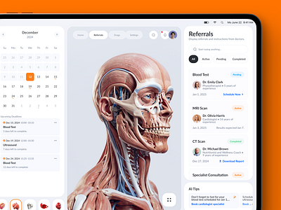 Healthcare management with AI app dashboard desktop health management medical medicine mobile modern search settings tablet ui ux