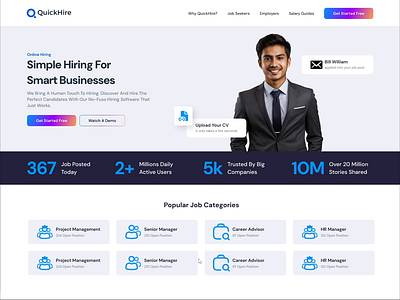 Job Portal Responsive Design design hero section illustration interface landing design landing page desginer landing page design minimal site ui uiux ux web web design web ui webdesign website website design websiteui websiteui design