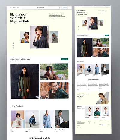 Fashion Web Landing Page Design design ui