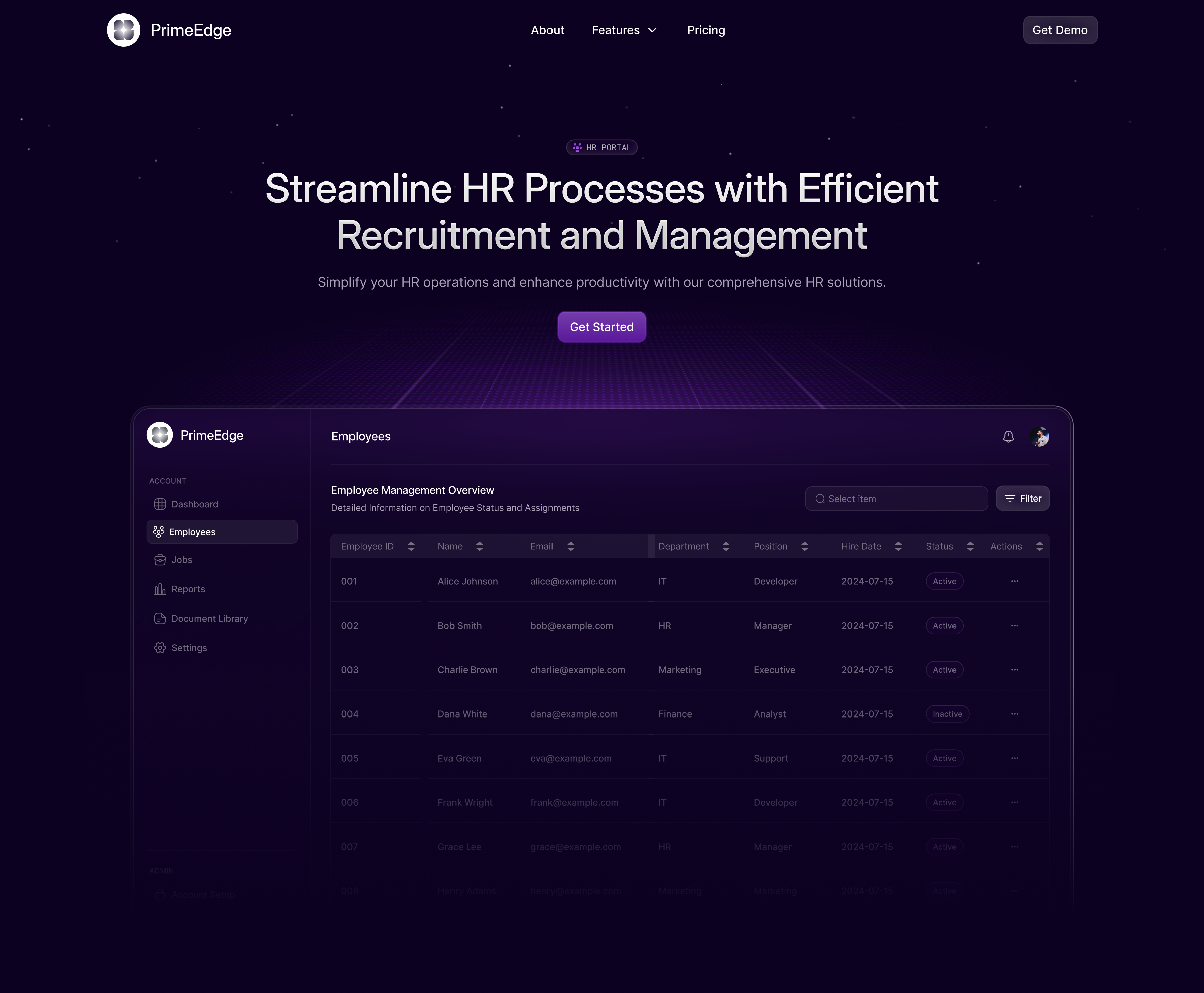 Optimizing HR Operations with a Modern Design collaborationtools darkmode dashboard datavisualization design designinspiration figma gradient hr hrdesign illustration landing productdesign saas saasplatform ui uiux uiuxdesign web design website design