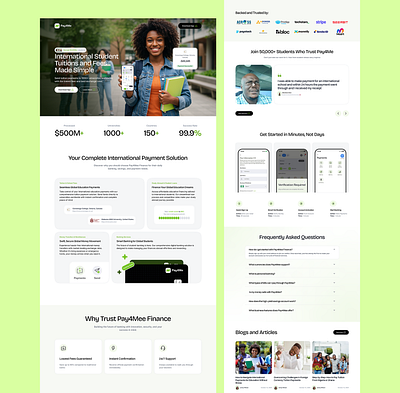 Landing Page Redesign - Pay4me.app app bento branding colorful creative design education fees finance fintech fnb landingpage redesign school student ui uiux web webapp website