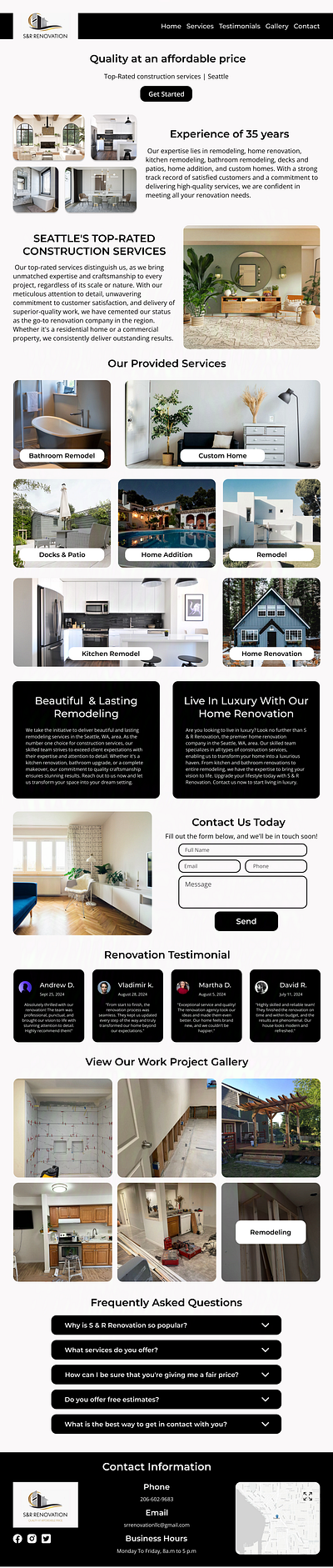 S&R Renovation - Redesign ui design ux design website redesign