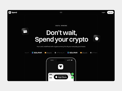 Crypto Card Hero Section [concept] animation app bank bitcoin card crypto ethereum hero section solana ui uiux web design web3