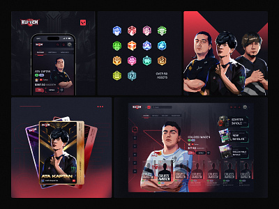 GauG: Valorant themed Fantasy Sports platform design badges bento design cards collectibles design digital collectible esport legends esports fantasy sport cards fantasy sports game gaming graphic design icons illustration logo ui valorant web3