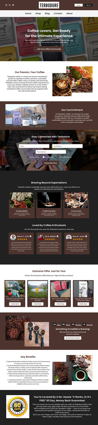 Terbodore coffee - Redesign ui design ux design web design