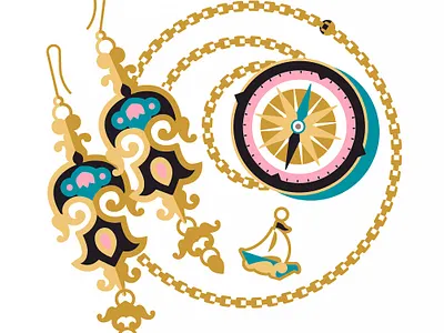 Travel Treasures Illustration animation branding children decorative elegant gif gold jewelry luxury minimal simple ui ux yellow