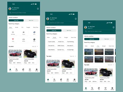 Home Screens for Car Sales App! branding carsalesap dribbbleshots graphic design mobiledesign ui uiux