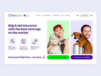 PetExpert Insurance website concept cats dogs insurance pets web design