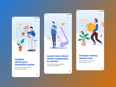Onboarding 2d animation interaction design mobile app designs ui user interface visual design