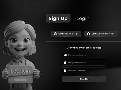 Login Page Dark Theme creative dark theme figma interface login minimalist page design sign up simple ui web design