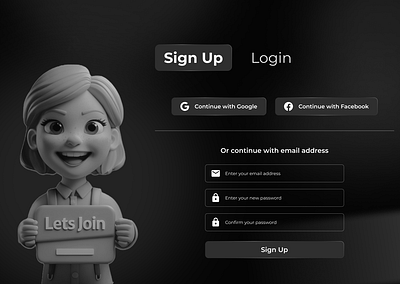 Login Page Dark Theme creative dark theme figma interface login minimalist page design sign up simple ui web design