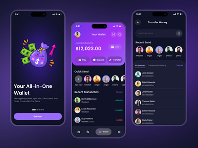 DigiWallet - E-Wallet Mobile App app concept app ui digital wallet e money e wallet e wallet design financial fintech fintech app mobile design mobile payment money payment payment app transaction ui uiux user expreience ux design wallet app
