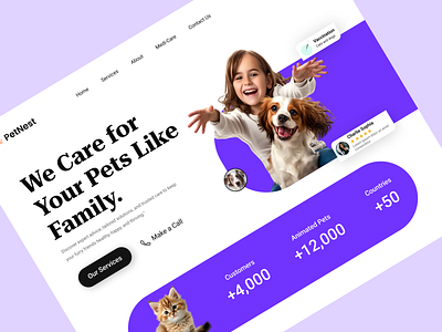 Pet Care Web Landing Page branding graphic design ui web page website design