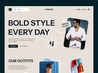 Fashion Web Design Landing Page animation branding clean clean ui clothing creative platform fashion figma graphic design landing page motion graphics newsfeed online shop publishing rabbi ui user experince ux web design website