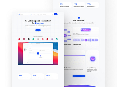 Metafrazo – SaaS AI Video Translation Platform Landing page branding design landing landing page logo page platform saas ui ux uxui web website