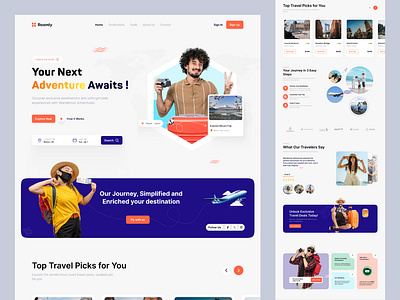 Roamly Travel Agency Website Design adventure website branding e commerce website figma website figma website design modern website design shopify website travel agency website ui design website design website mockup design website redesign