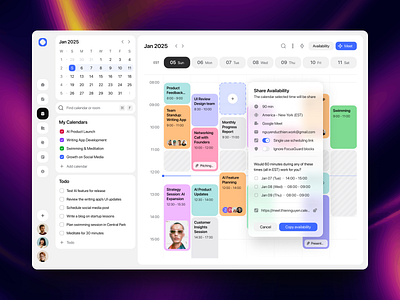 Smart Calendar admin agenda appointment calendar clean custom dashboard dates management meeting product design reminder saas schedule tasks timetable todo ui visual design website