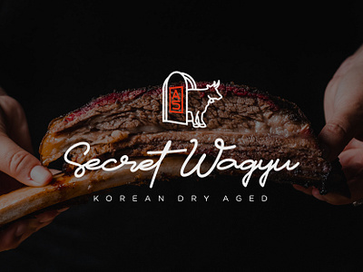 Secret Wagyu Korean Dry Aged - Steak Restaurant Logo branding design graphic design logo logo design restaurant logo steak logo typography