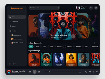 RhythmoTune: Music Streaming Redefined design illustration landing page ui user experience user interaction ux