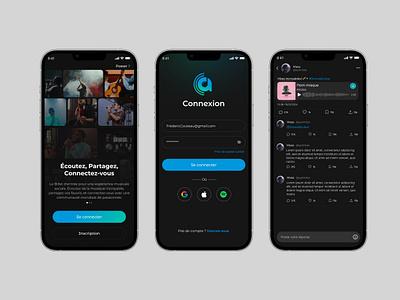 Audiance (Music twitt) app design app mobile audiance community mobile modern music spotify twitter ui ui mobile ux