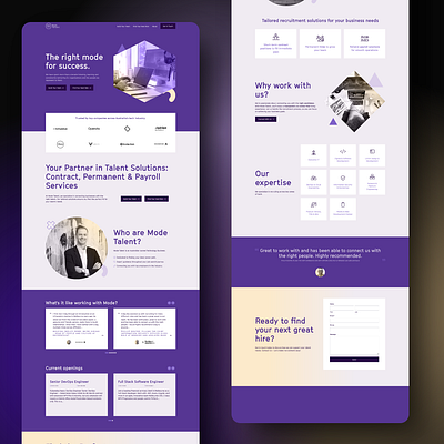 Mode Talent Website design typography ux website