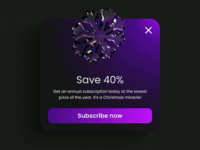 Subscription Promo Pop-up with an animated 3D element 3d 3d icon animation pop up sale snowflake subscription