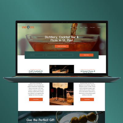 King Coil Spirit coctail business website design figma design landing page design restaurant website design ui ui and ux figma ux design