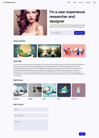 HCI Researcher Portfolio Design design illustration landing page ui user experience user interaction ux