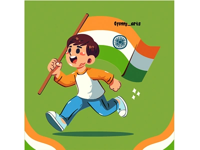 Illustration India Republic Day background boy cartoon celebration child cultural event festive flag freedom happy heritage holiday india indian national patriotism pride republic running