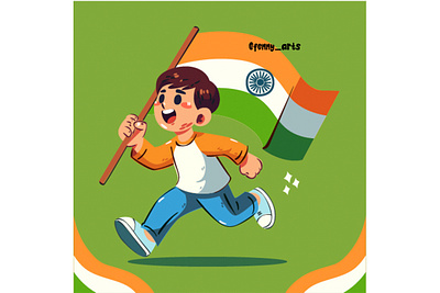 Illustration India Republic Day background boy cartoon celebration child cultural event festive flag freedom happy heritage holiday india indian national patriotism pride republic running