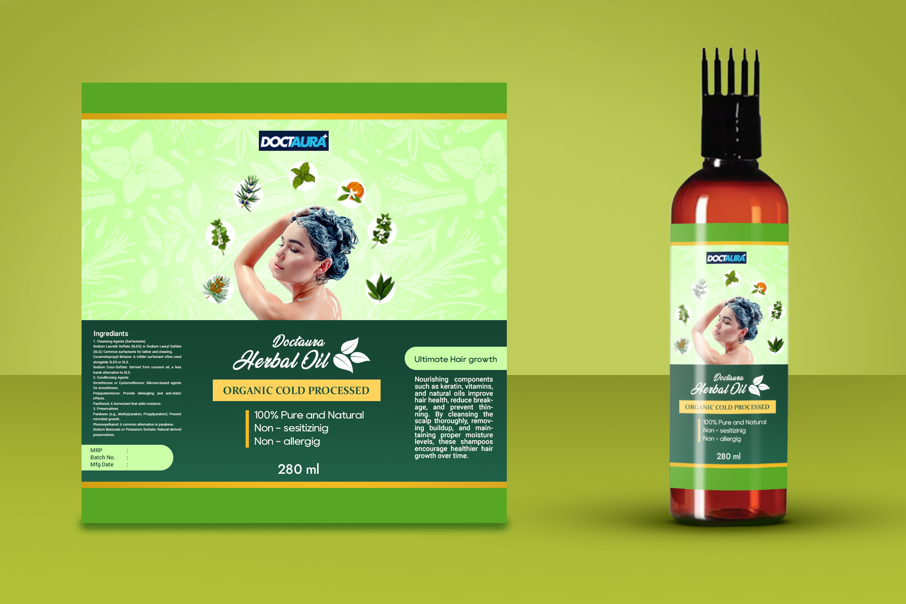 Label Design for Haircare Oil 3d branding graphic design labeldesign logo