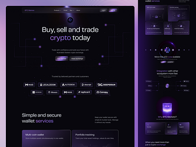 Crypto Exchange Landing Page bitcoin blockchaindesign crypto landing page crypto payments crypto plarform crypto treding crypto website cryptocurrency cryptoexchange cryptoui digitalwallet fintech ui landing page startup uiux design web design web design inspiration web3 design