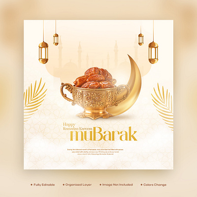 Ramadan Kareem Special food menu social media post template Psd moslem