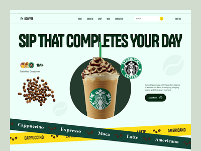 Coffee Shop Landing Page Design coffee restaurant coffee shop ui design coffee shop website coffee shop website design coffee store drinks website ecommerce landing page ecommerce landing page design ecommerce website ecommerce website design food website landing page landing page design minimal online store shopify shopify website design ui ui design web design