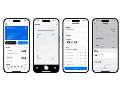 Bill Split - Ios App Screens fintech graphic design ios app splitter ui