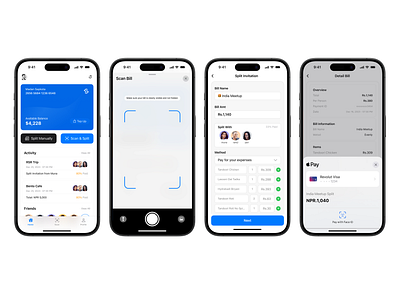 Bill Split - Ios App Screens fintech graphic design ios app splitter ui