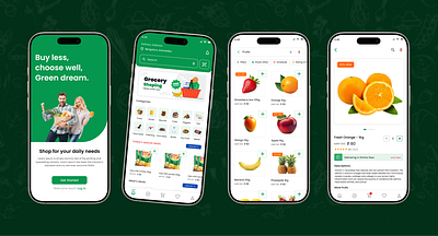 Grocery Application -UI Design app ui branding design dribbbleshowcase graphic design grocery app ui grocery home page ui grocery landing page ui grocery online app grocery store app ui iphone grocery ui mobile ui navigation bar ui onboarding page ui product list page ui product page ui shopping page ui shopping ui ui ux design