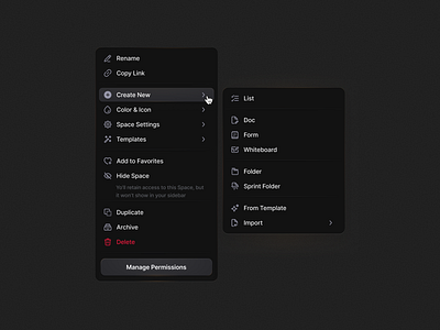 Menu - Dark Mode clean component dark mode dark ui dropdown menu icon pack icon set iconography icons interface menu navigation ui ui design user experience ux web app