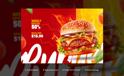 Food Menu Restaurant Social Media promotion instagram banner fried chicken