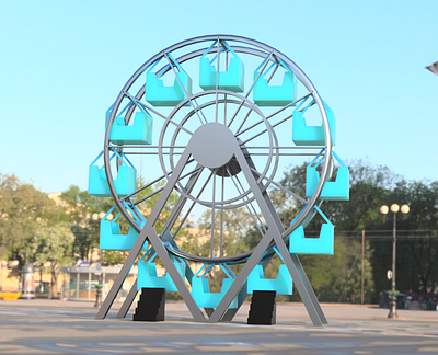 Ferris Wheel-Steel and Plastic 3d 3d model 3d print design ferris wheel mode rendered