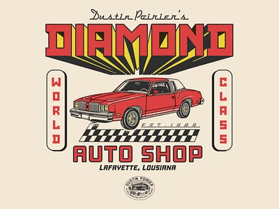 DIAMOND AUTO SHOP - DESIGN for DUSTIN POIRIER'S dustin poirier handrawn illustration ufc fighter vintage vintage logo