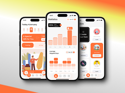 Haptive - Habit Tracker & Goal App Visual Redesign app ui design applicatio design habit tracke habit tracker app design interface mobile mobile app redesig mobile app ui productivity app tracker ui visual design